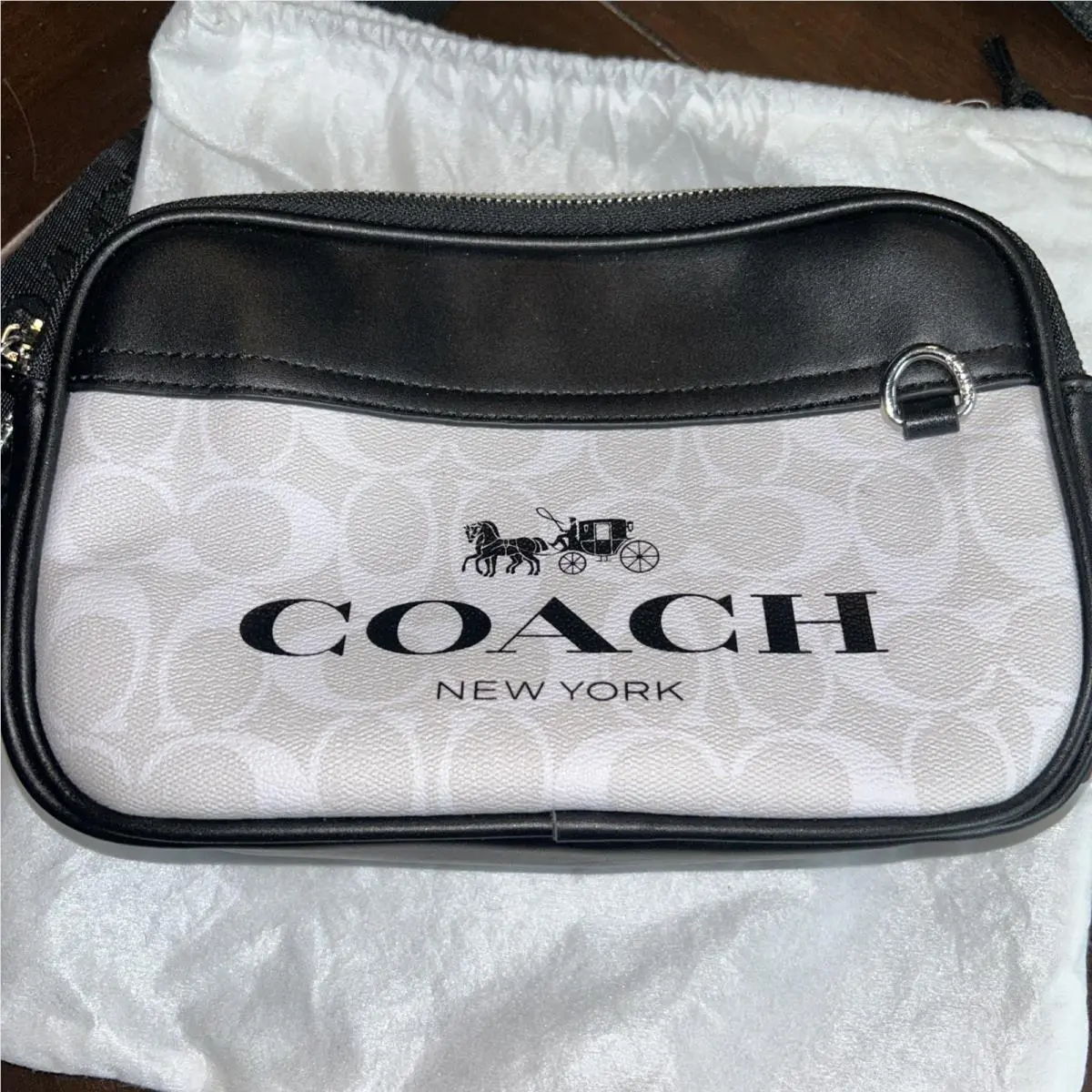 Coach “C Handbag Crossbody 10x6 Black Tan-new