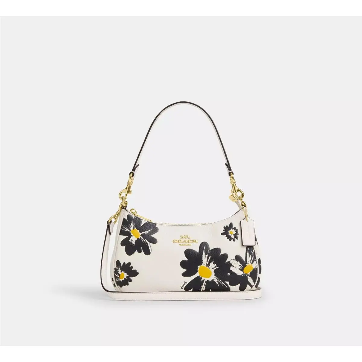 Coach CZ587 Teri Shoulder Bag Floral Print Pebble Leather Crossbody Chalk Multi