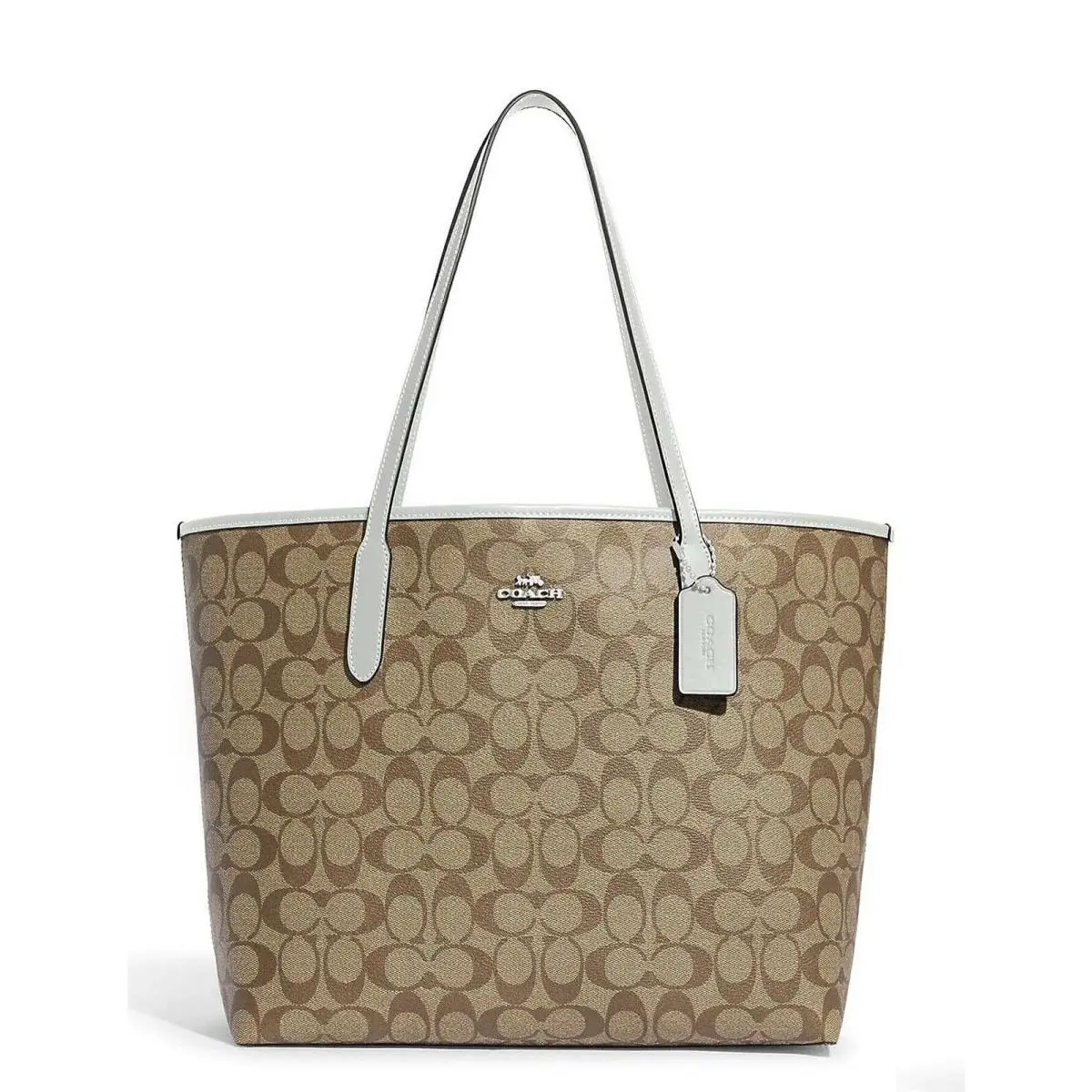 Coach Signature Logo City Large Tote - Khaki Light Sage