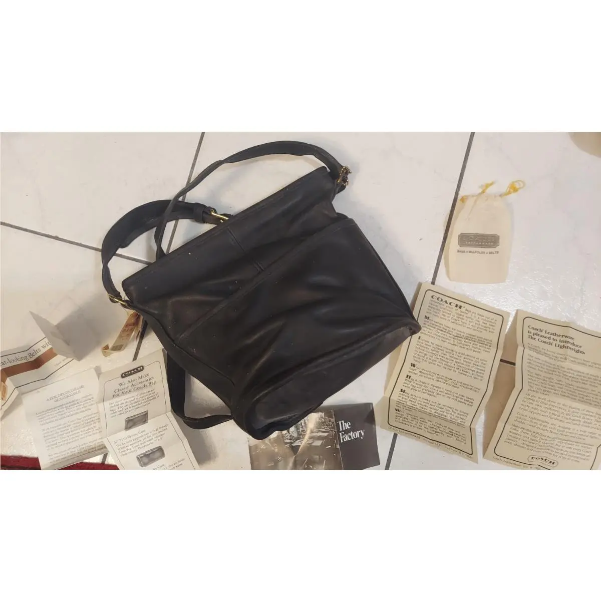 Coach Vintage Legacy Bucket Bag Black Inserts Tags Purse