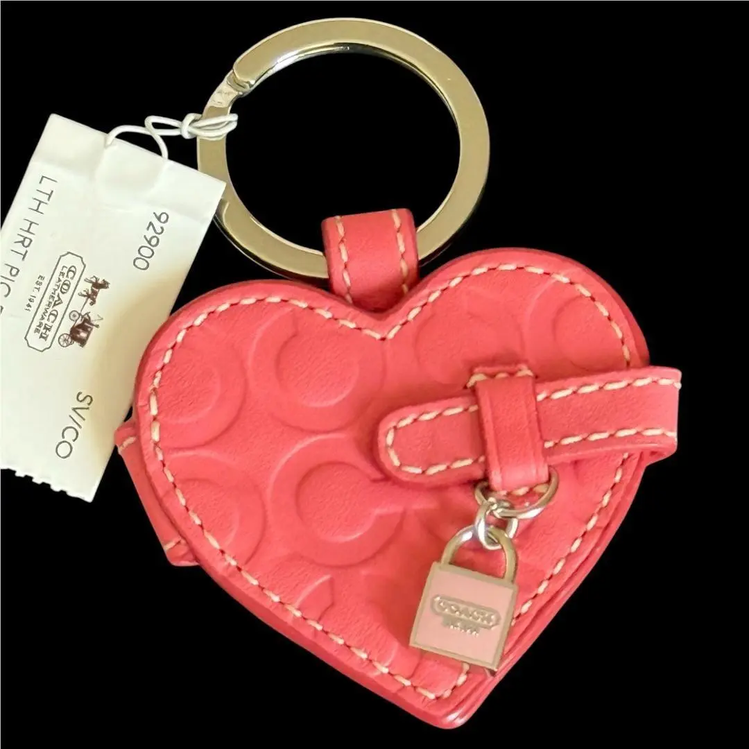 Coach Leather Heart Photo Frame Bag Purse Charm Keychain Key Fob Y2K 92900