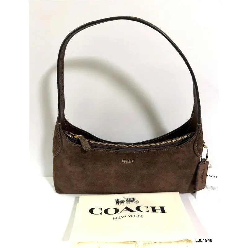 Coach Brooklyn 26 Suede Shoulder Bag Dark Chocolate Brown + Dust Bag CFT42
