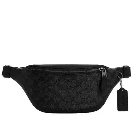 Coach Warren Mini Belt Bag Signature Canvas Charcoal Black CW369