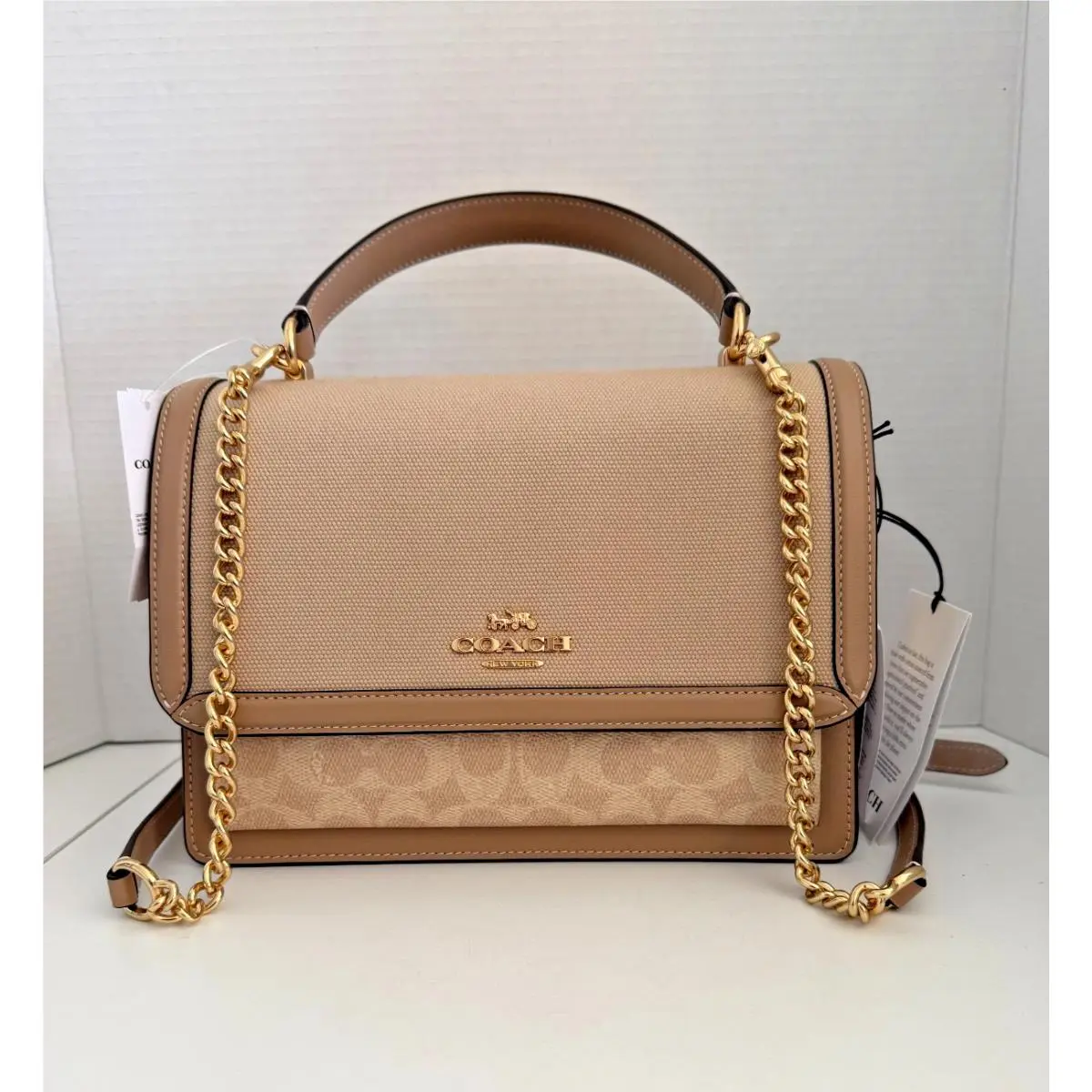 Coach Klare Crossbody Shoulder Bag In Natural Canvas Gold Sand