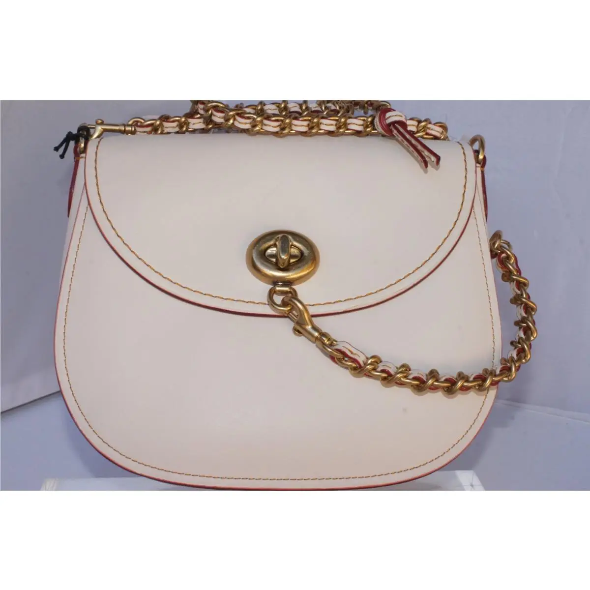Coach Women`s Handbag Glv Trnlk Saddle Crossbody Bag Ivory Leather