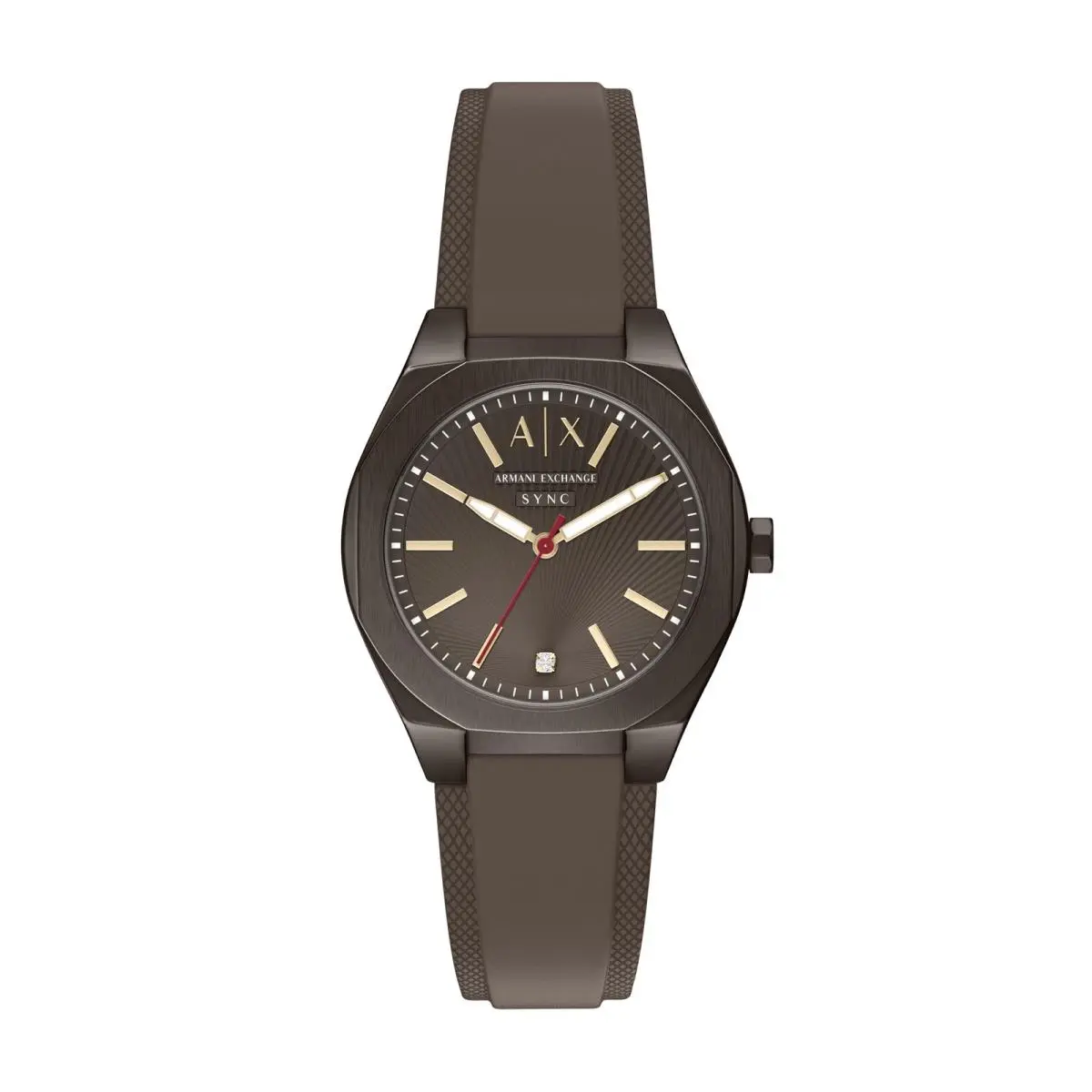 A X Women`s Sync Three-hand Brown Silicone Watch Brown/black by Armani Exchange
