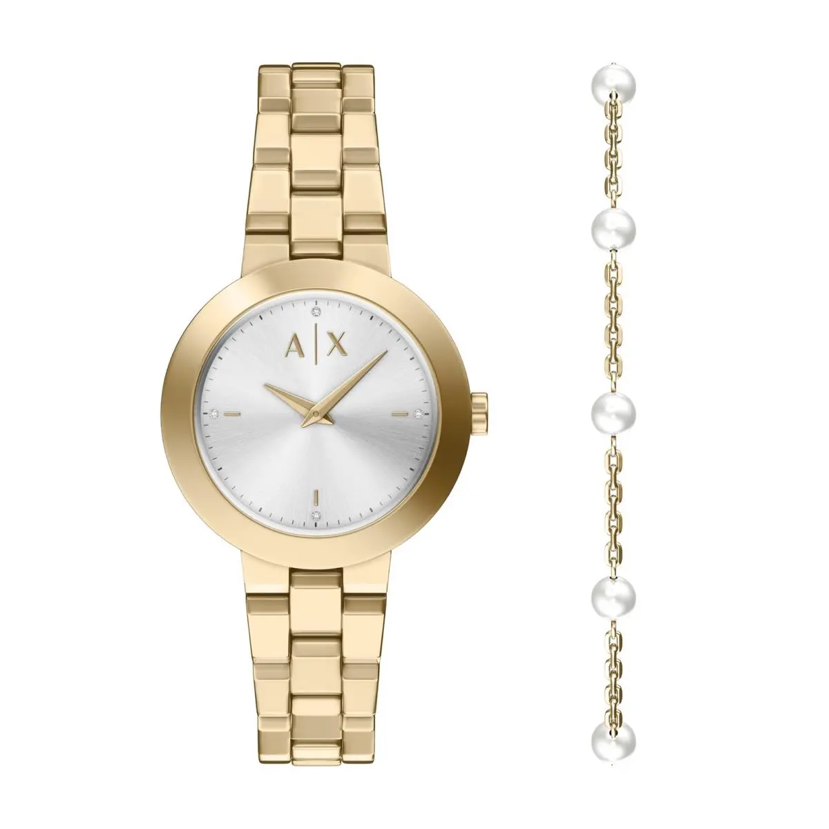 A X Women`s Two-hand Gold-tone Stainless Gold Bracelet Set by Armani Exchange