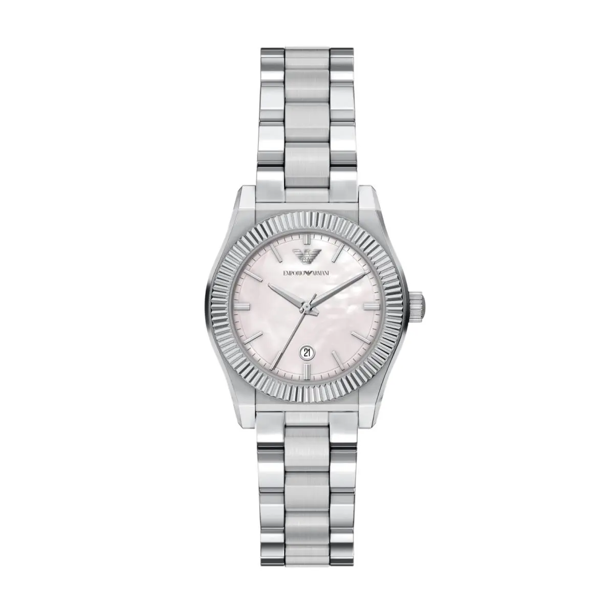 Emporio Armani Women`s Three-hand Date Stainless Steel Watch Model: Silver by Armani Exchange