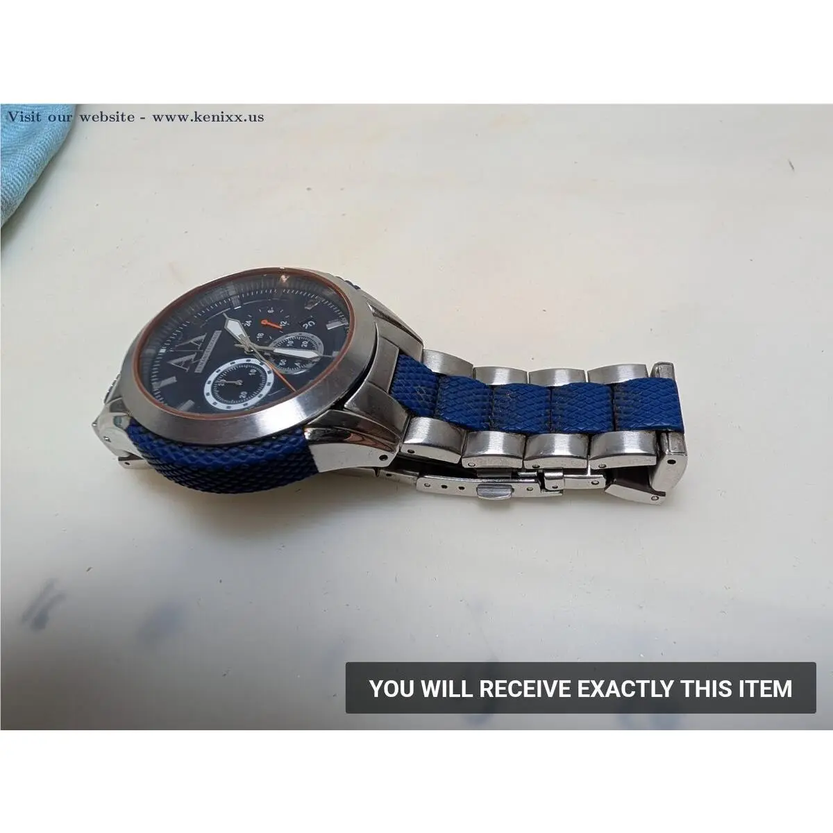 Armani Exchange AX1386 Coronado Blue Dial Stainless Chronograph Men`s Watch