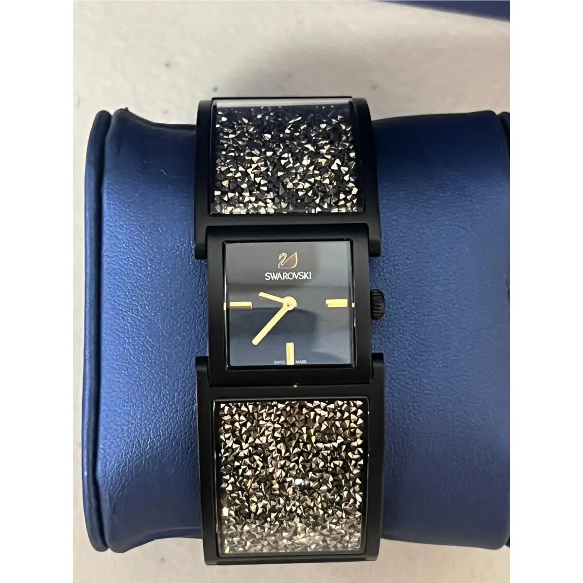 Crystalline Bangle Watch Black Light Gold Tone Square Dial 5027136 by Swarovski