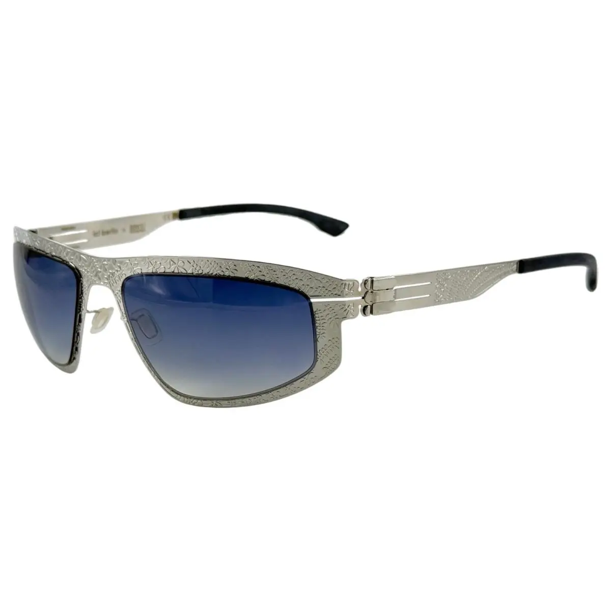 ic Berlin Bibhu 03 Unisex Metal Sunglass Plasma Silver w Marine Blue 58-19 by ic! berlin