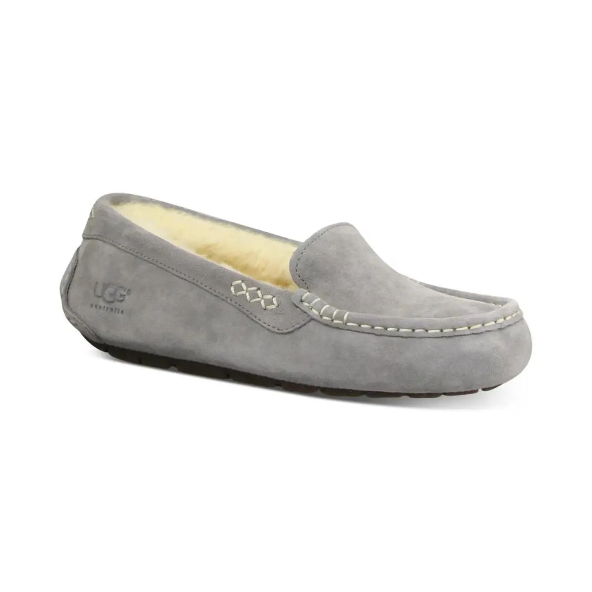 Women`s Ugg Ansley Slip On Moccasin Slippers Light Grey