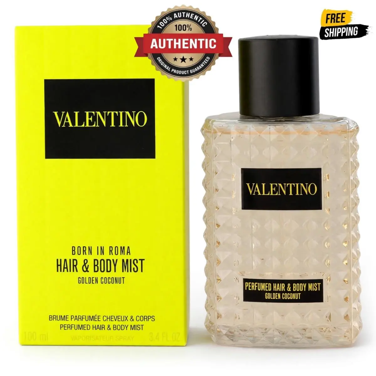Valentino Born in Roma Golden Coconut 3.4oz Hair Body Mist Women
