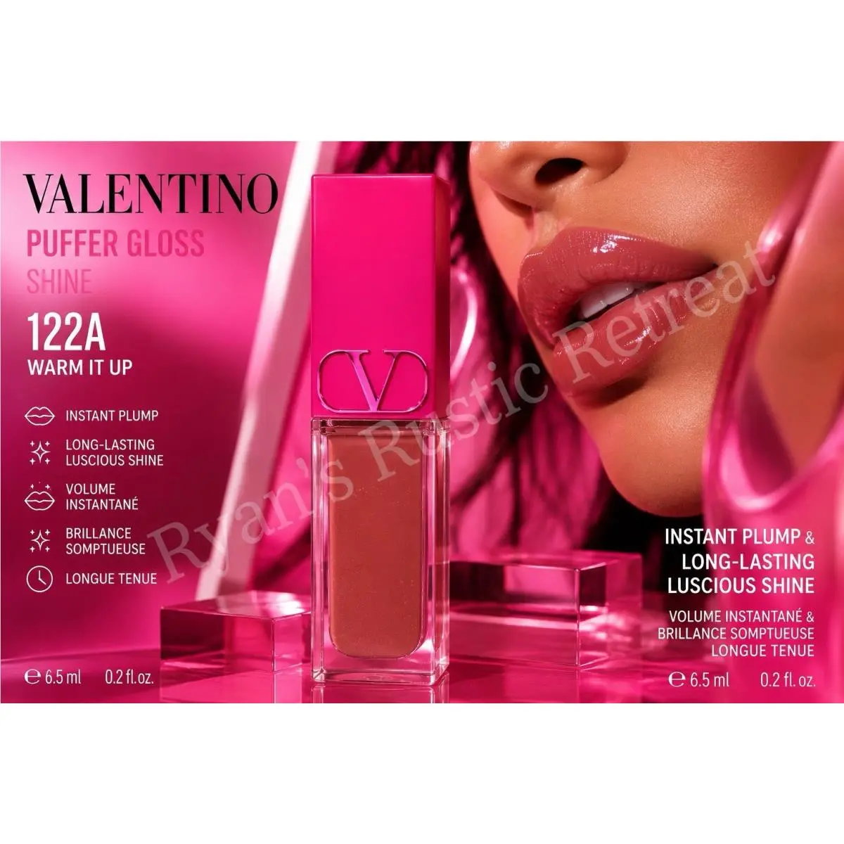 Valentino Puffer Gloss Shine 122A Warm It Up Lip Gloss Plumping 6.5ml