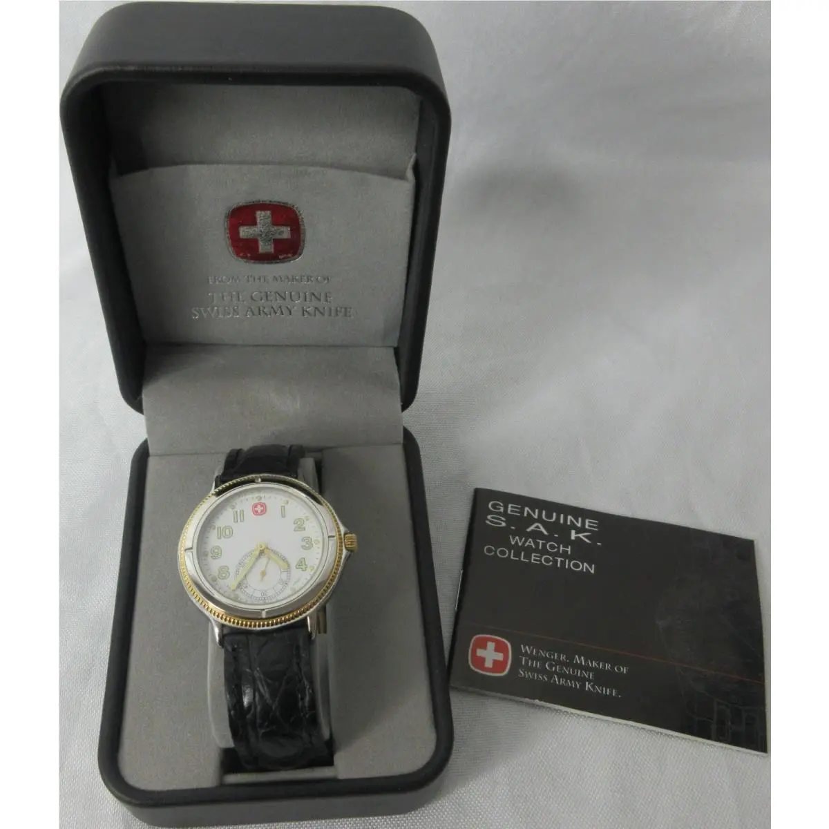 Wenger Sak Dress Watch 176.0629 Leather 38mm Box Nos Battery Rare