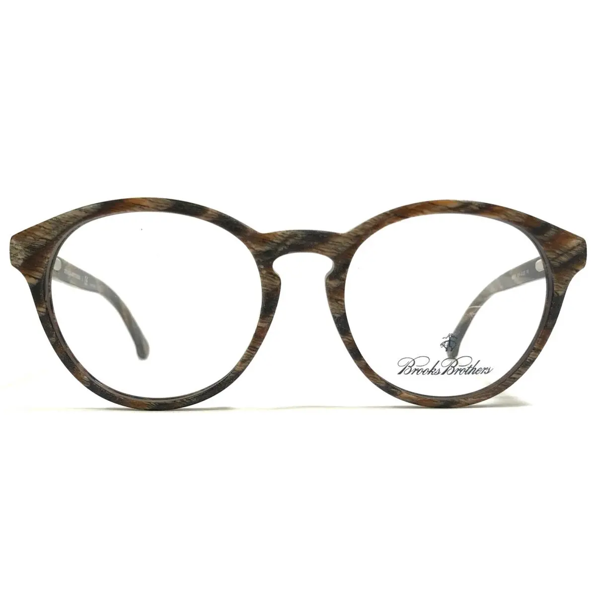 Brothers Eyeglasses Frames BB2018 6015 Brown Horn Round 51-18-145 by Brooks