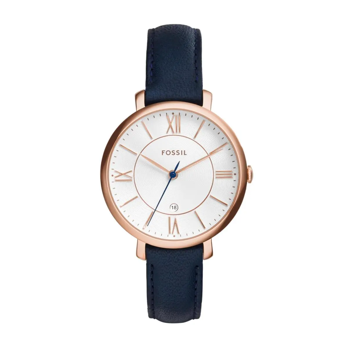 Women`s Jacqueline Leather Watch 36MM Blue Leather/rose Gold by Fossil