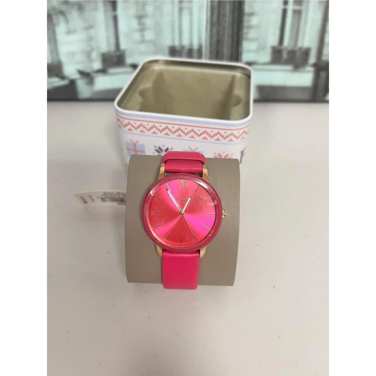 Fossil BQ3589 Cambry Pink Rose Dial Pink Rose Leather Strap Ladies Watch