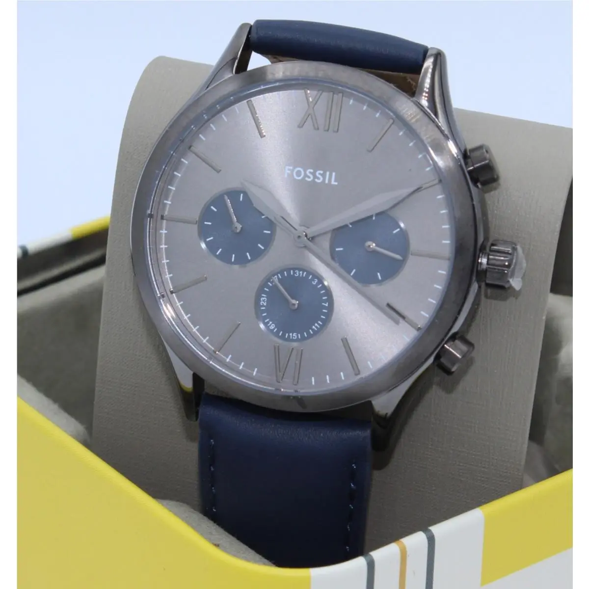 Fossil Fenmore Midsize Chronograph Grey Navy Blue BQ2901 Men Watch