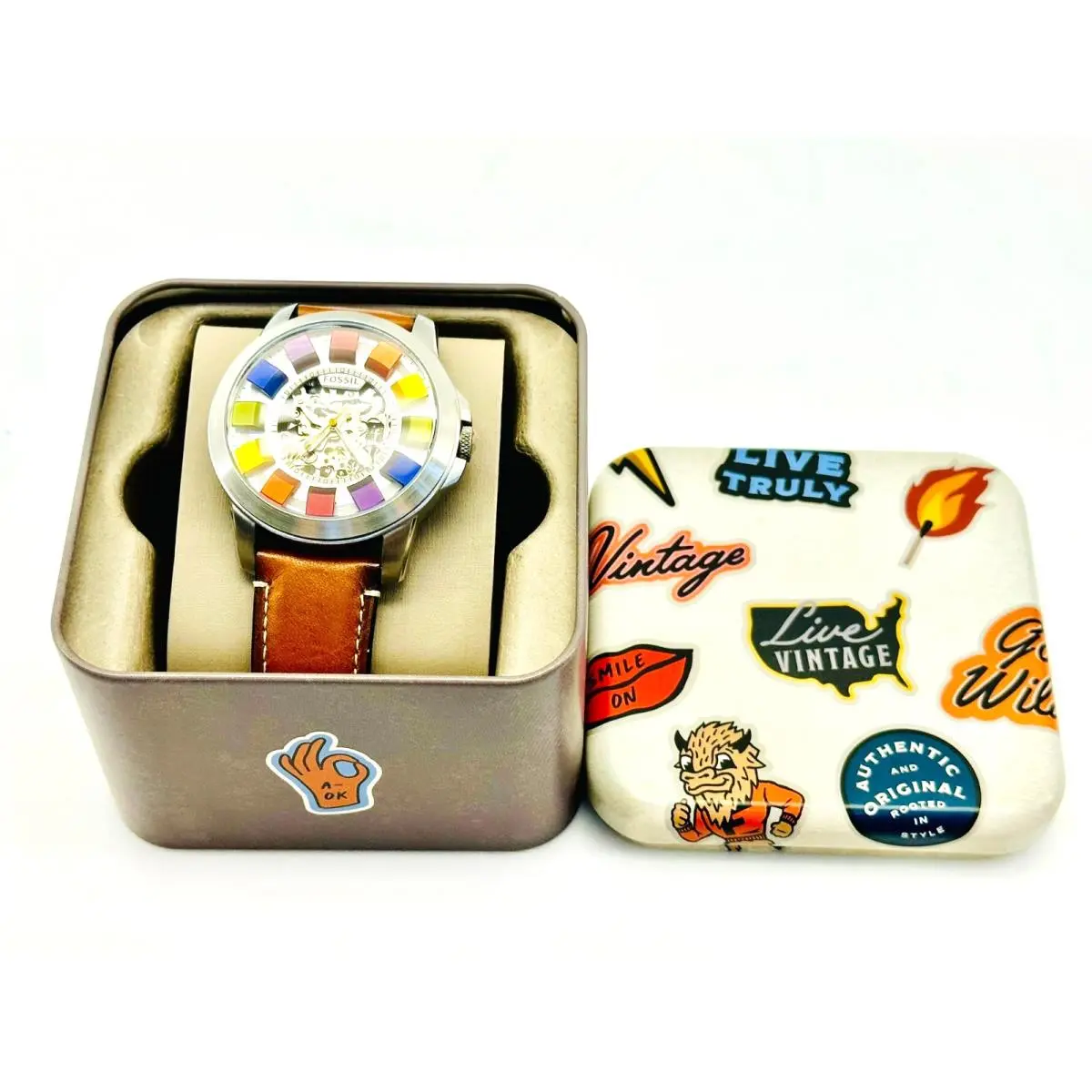 Fossil Grant Automatic Multicolor Skeleton Watch Model: ME3116