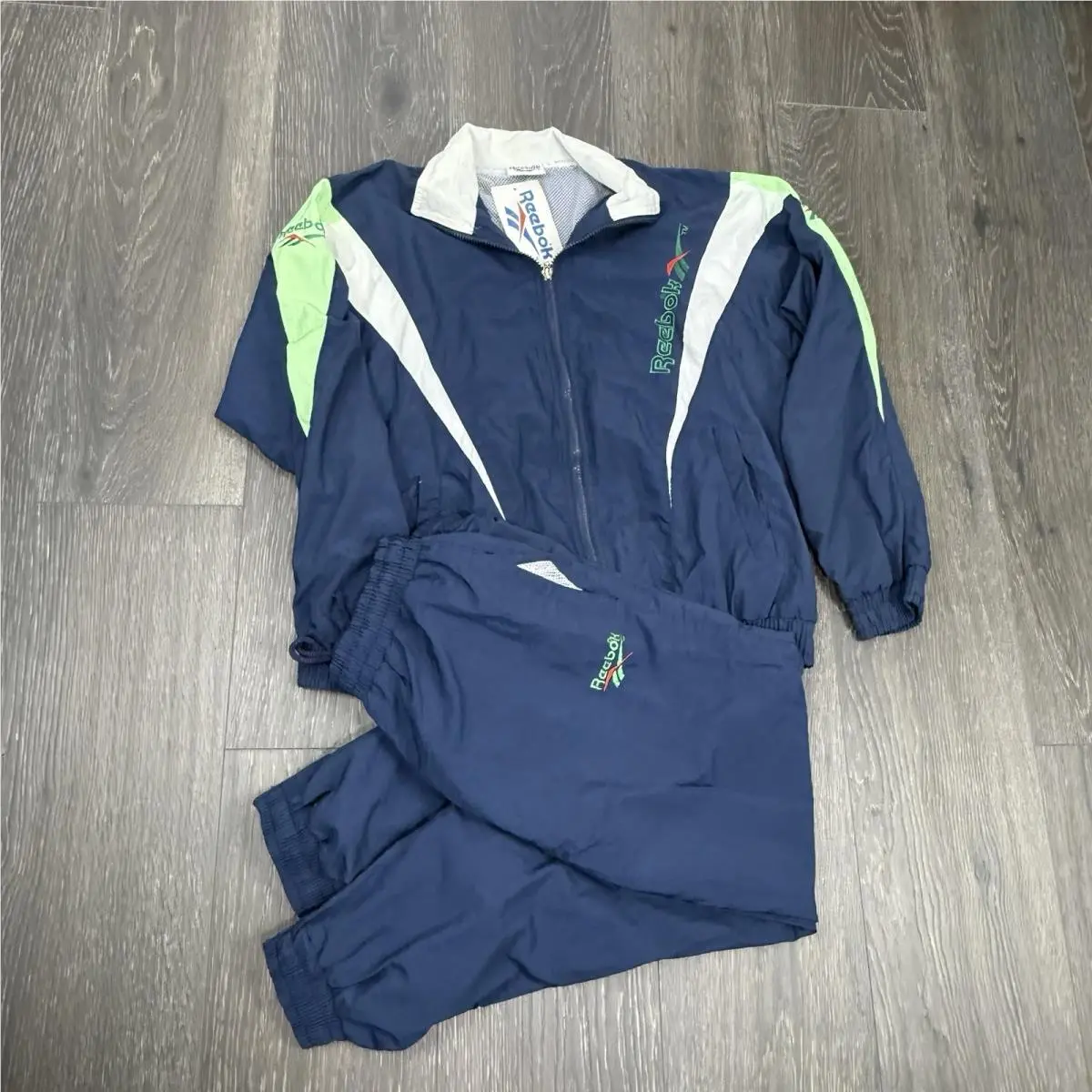 Vintage Reebok Womens Tracksuit Jacket Track Pants Blue Size 6 Rare
