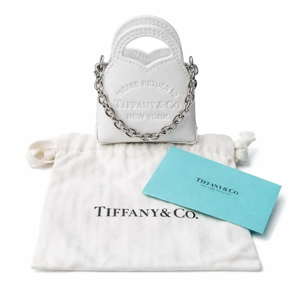 Tiffany Co Return To NY Mini Bag Charm White Leather Italy w/ Dust Bag Rare by Tiffany & Co.