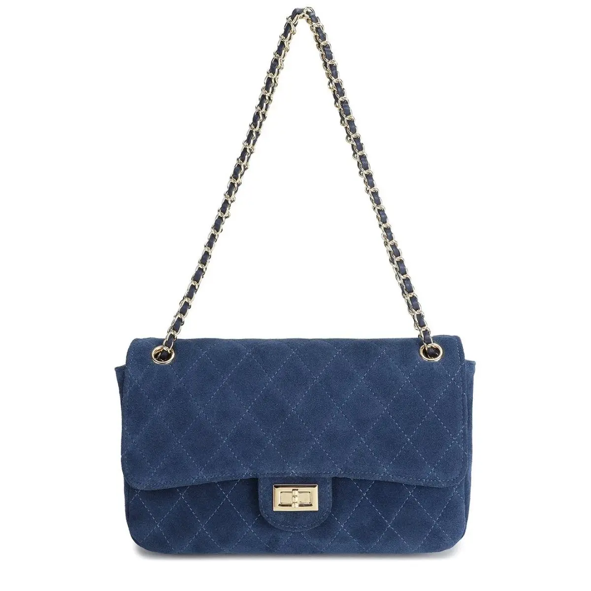 Tiffany Fred Paris Diamond Quilted Suede Shoulder Bag Navy Blue by Tiffany & Co.