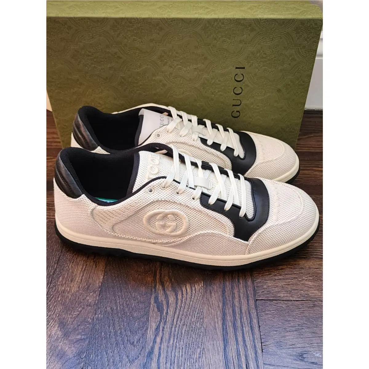 Gucci MAC80 Men`s Sneaker Off White Black Sz G 12 US 13