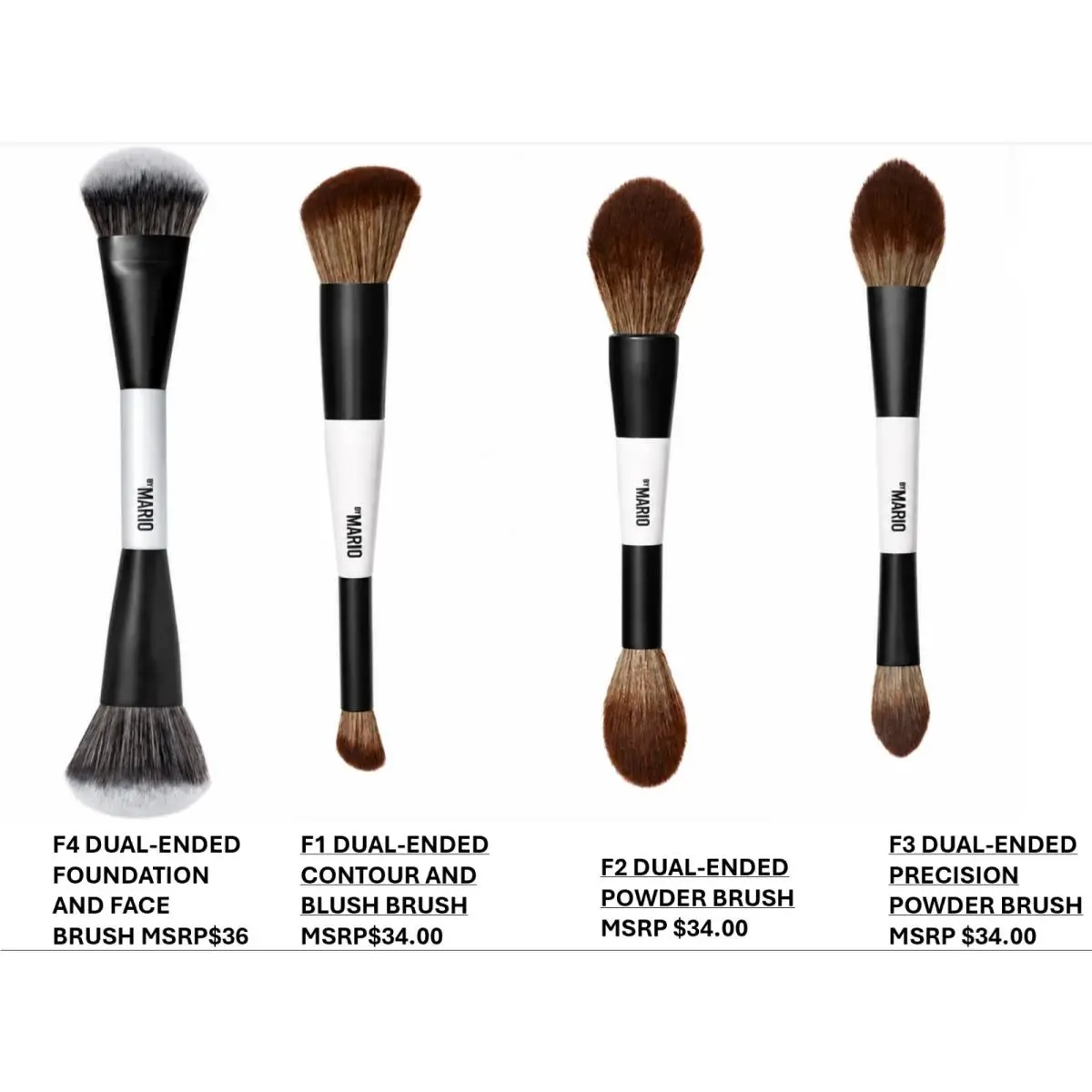 Makeup BY Mario F1 F2 F3 F4 4-Pc Dual-ended Face Brush Set by Makeup by Mario