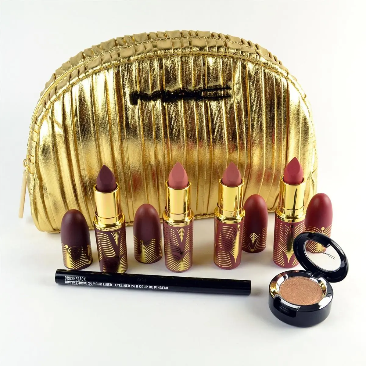 Mac 6 Pieces Must-have Eye + Lip Kit: 4 Lipsticks / Dazzleshadow / Eyeliner