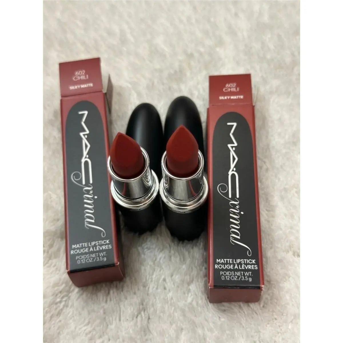2 Pack Mac Macximal 602 Chili Silky Matte Lipstick 0.12oz/3.5g Full Sz x2
