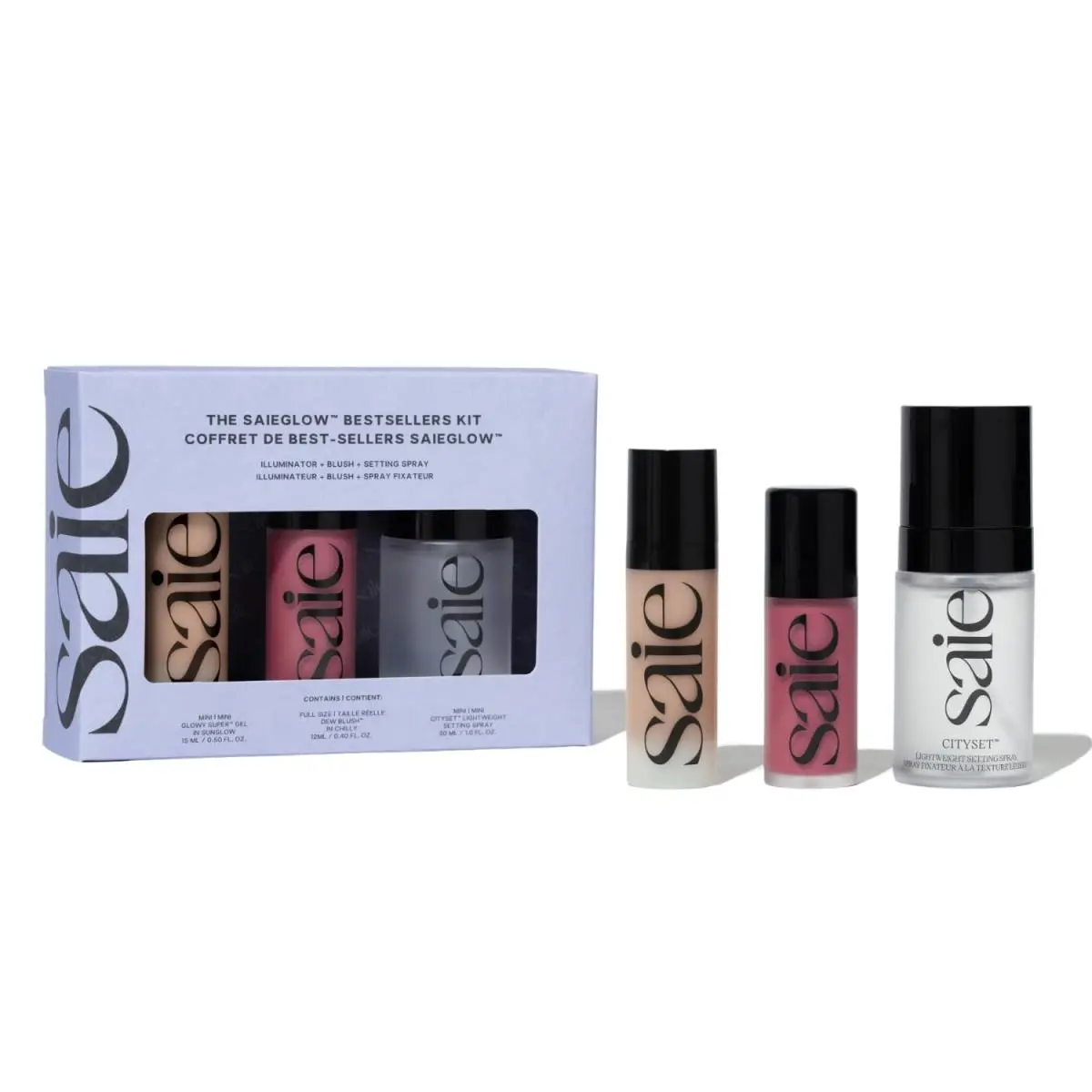 Saie Saieglow Bestsellers Kit - Full-size Dew Blush Mini Glowy Super Gel