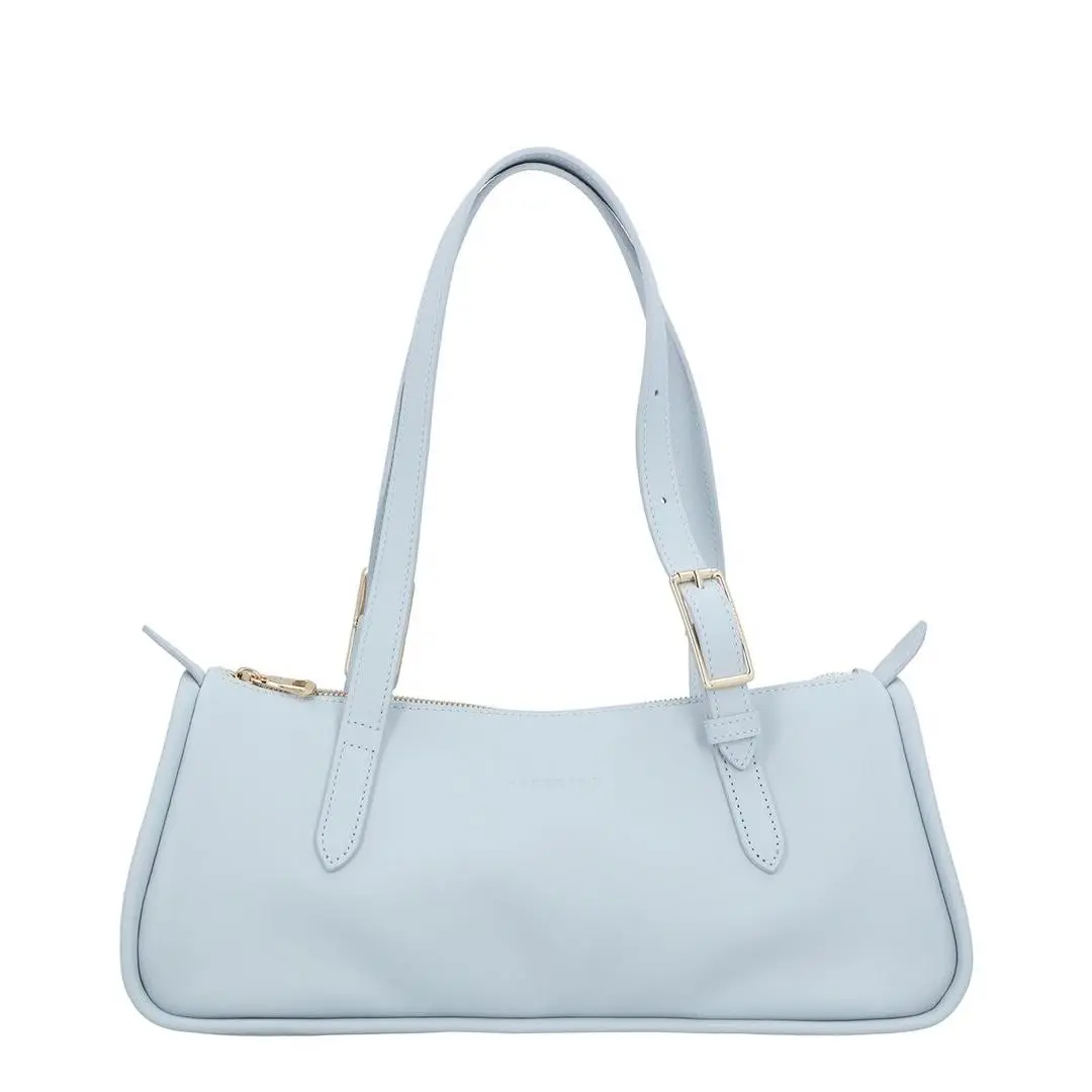 Looong Leather Shoulder Bag Women`s Blue by Longchamp