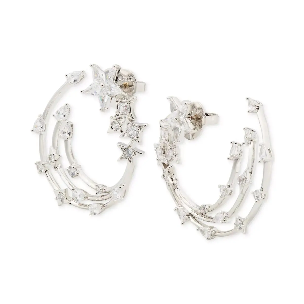 Kate Spade New York Cosmos Bypass Hoops Earring Women`s OS Clear Silver GBO4011