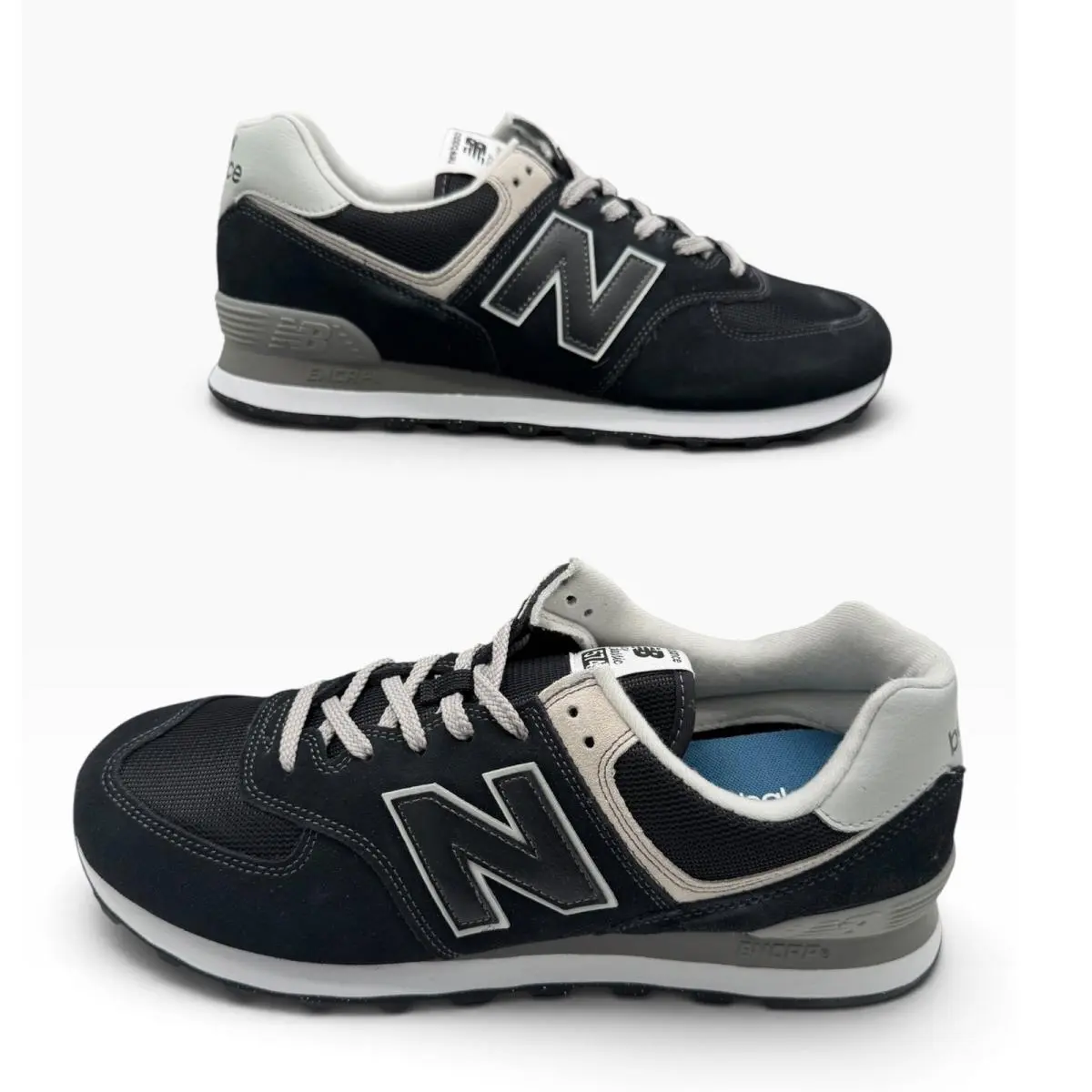 New Balance 574 Core Black White Men 13 Suede Mesh Sneakers