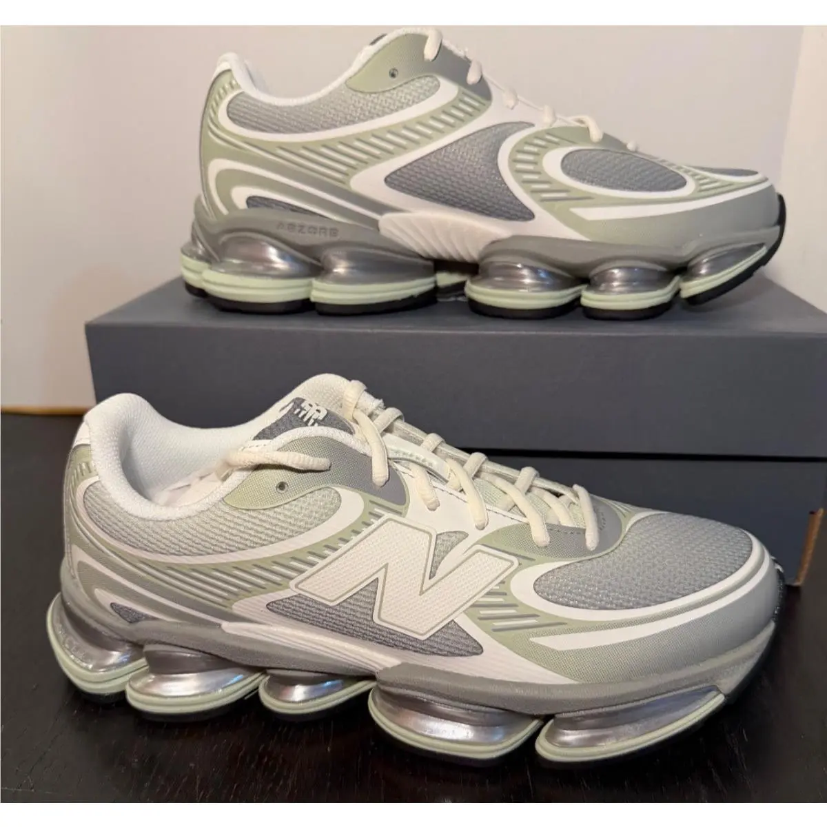 New Balance Abzorb 2000 Running Shoes Silver Moss Bayberry Mens 9D