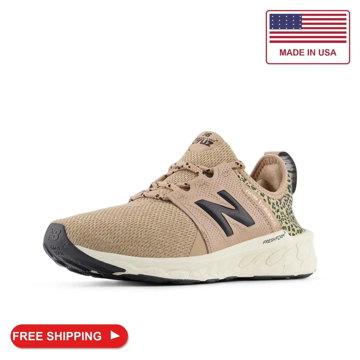 New Balance Women`s Fresh Foam X Cruz V3 Running Shoe Flat Taupe/black Cement/f