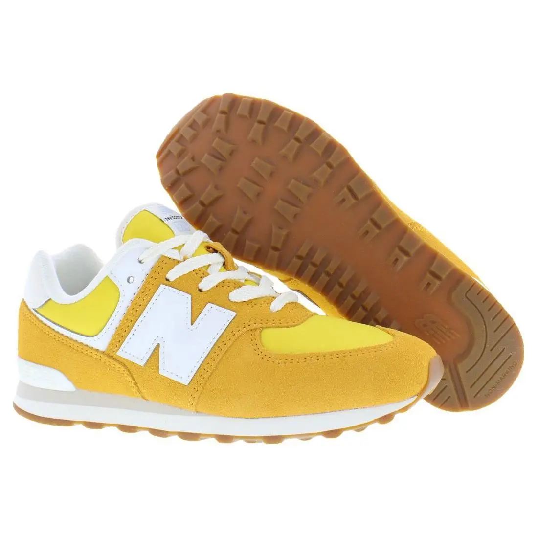 New Balance 574 Suede GS Boys Shoes Size 4.5 Color: Yellow/yellow