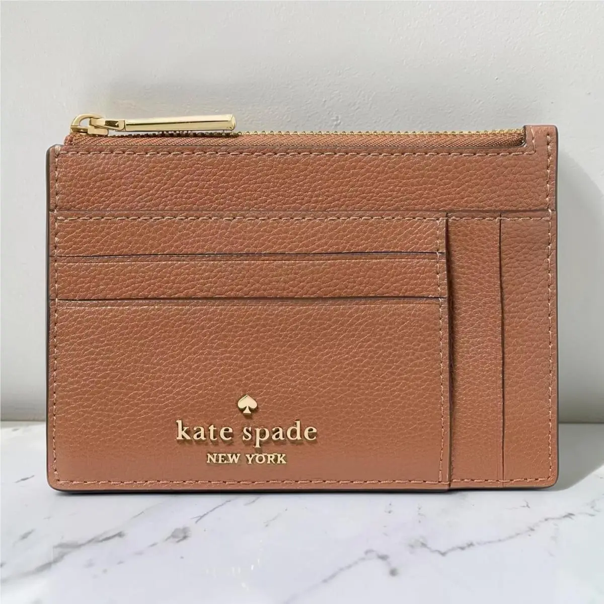 Kate Spade Large Slim Card Holder Wallet Warm Gingerbread Leather KP227