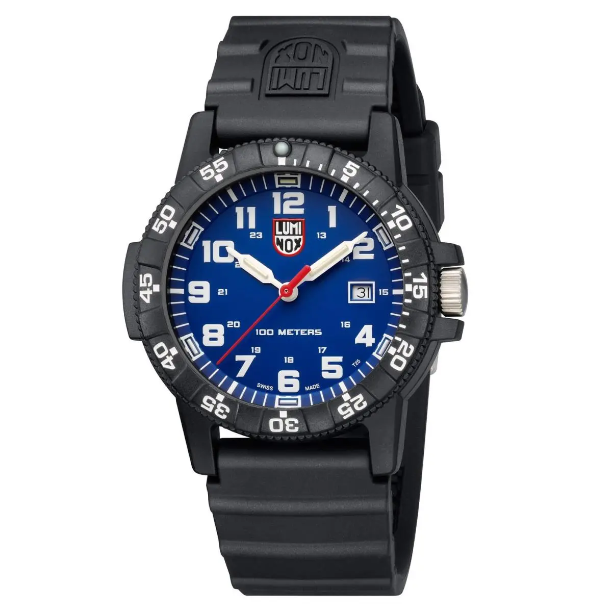 Men`s Watch Blue Dial Round Quartz Black Silicone Rubber Strap 0323 by Luminox