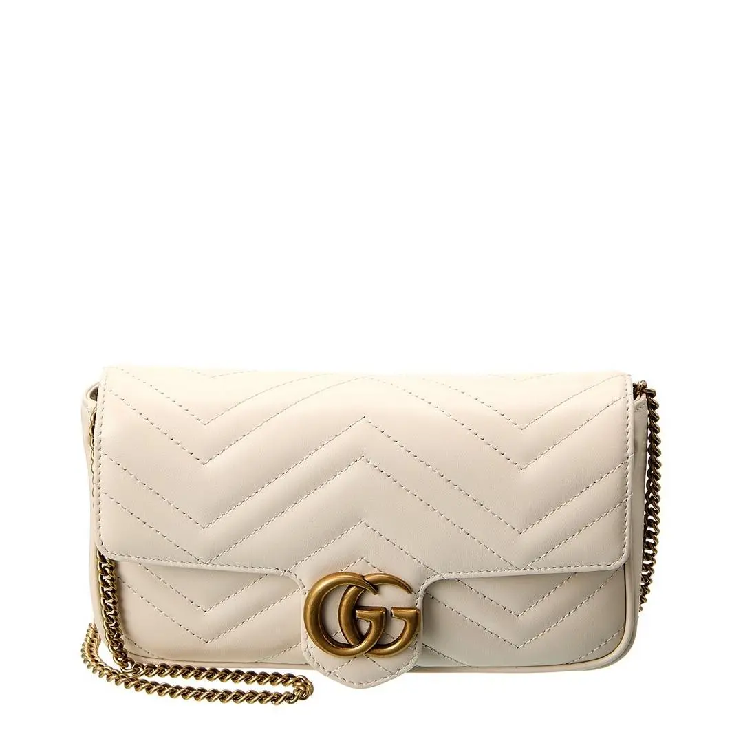 Gg Marmont Mini Leather Shoulder Bag Women`s White by Gucci