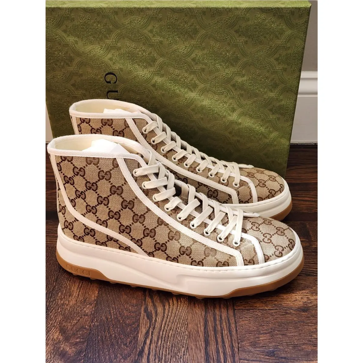 Gucci Men High Top GG Canvas Platform Sneakers G 11.5 US 12.5