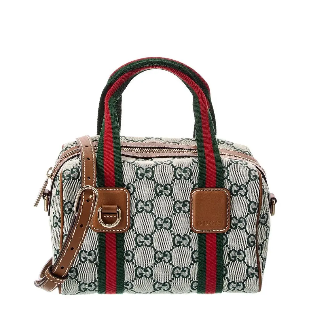 Gucci Mini Gg Canvas Leather Handbag Women`s Green Os