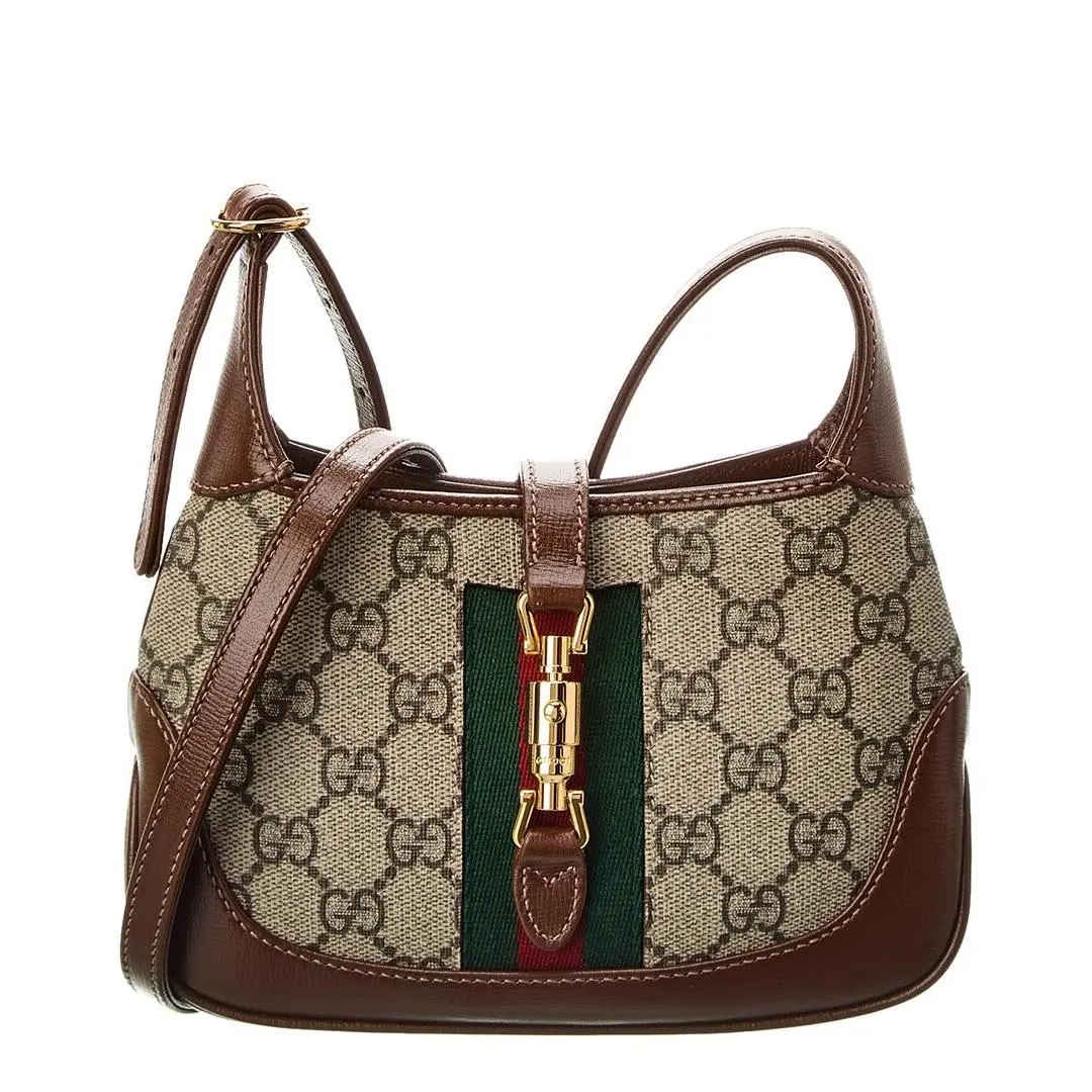 Jackie 1961 Mini Gg Supreme Canvas Leather Shoulder Bag Women`s Brown by Gucci