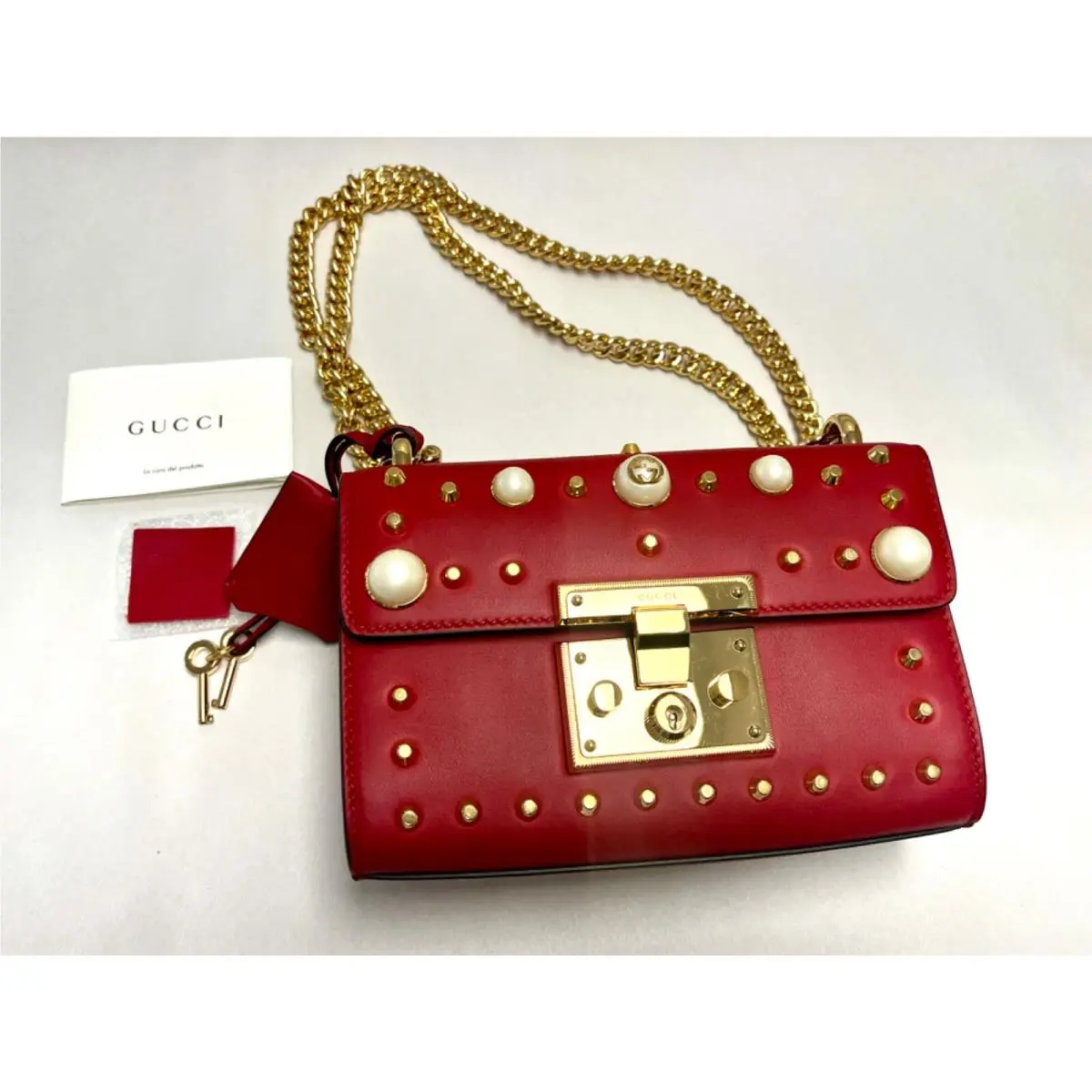 Gucci Padlock Shoulder Rare Bag in Red Small