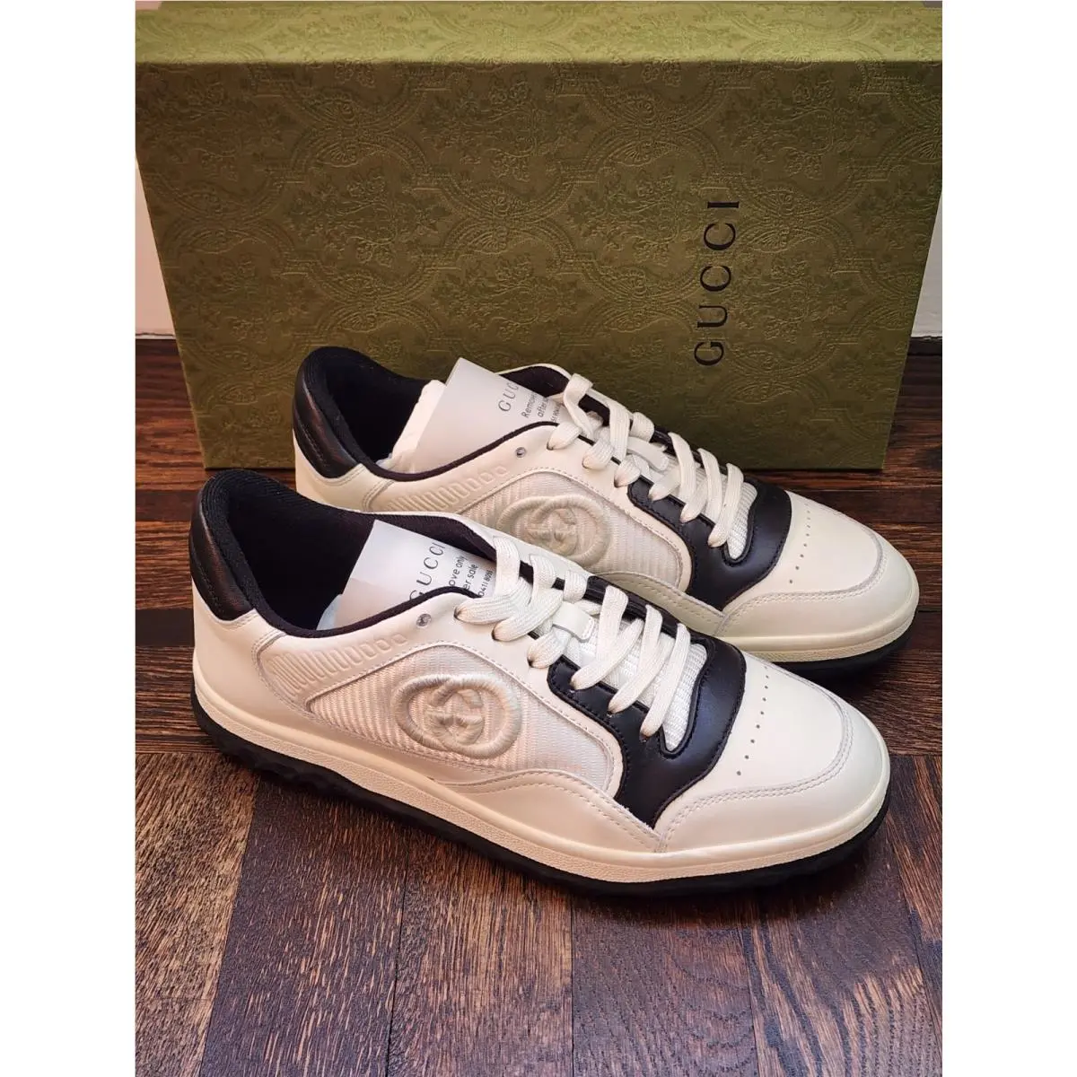 Gucci MAC80 Women`s Sneaker Off White Black Sz G 37 US 7