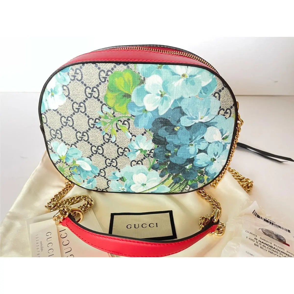 Gucci Supreme Blooms Mini Chain Shoulder Bag Blue Chain Shoulder Bag