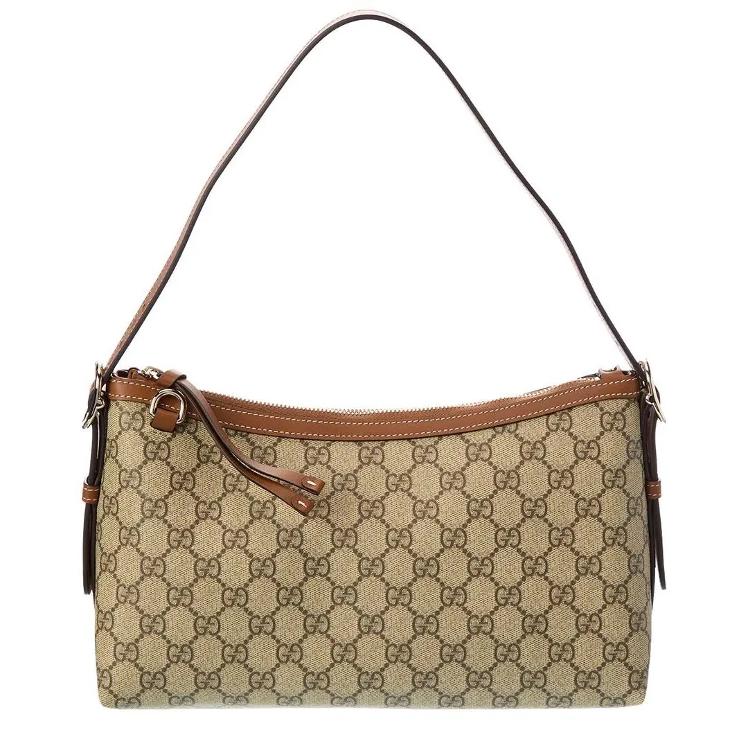 Gg Supreme Canvas Leather Shoulder Bag Women`s Brown by Gucci