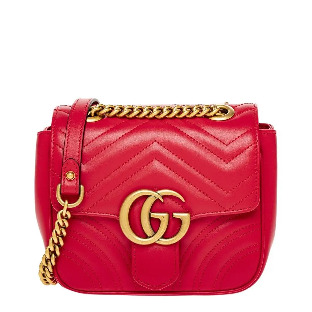 Gg Marmont Mini Matelasse Leather Shoulder Bag Women`s Red by Gucci