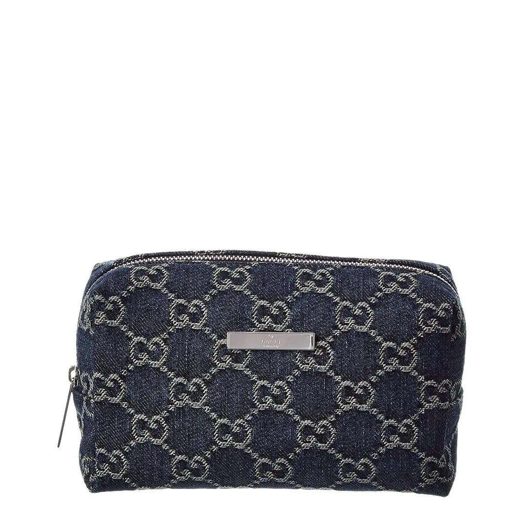 Medium Gg Denim Cosmetic Case Women`s Blue Os by Gucci